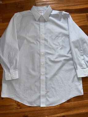Brooks Brothers Blue and White Pinstripe Dress Shirt